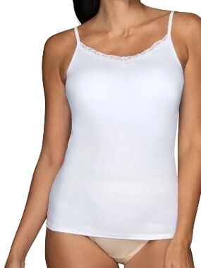 Vanity Fair Teal and Hot Pink Lace-Trim Camisole Packaging White Medium